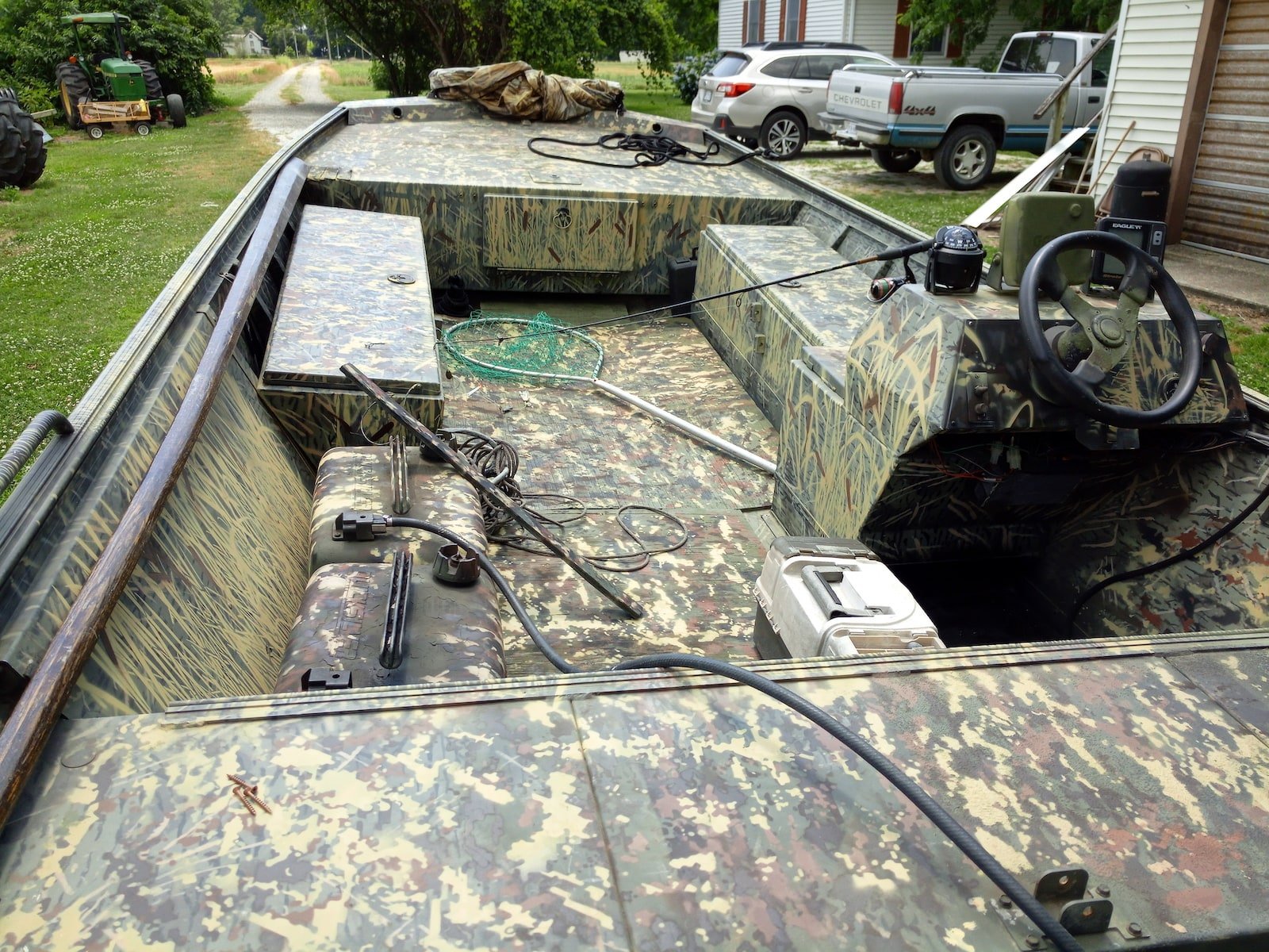 Duck boat inside painted in Goldenrod Marsh Reed paint by MyPerfectColor