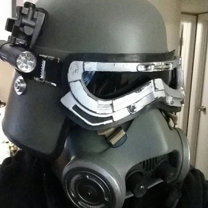 Mudtrooper Helmet before Pantone 433 U Paint